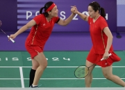 羽毛球女双1/4决赛：中国组合陈清晨/贾一凡2-0轻取保加利亚组合晋级四强